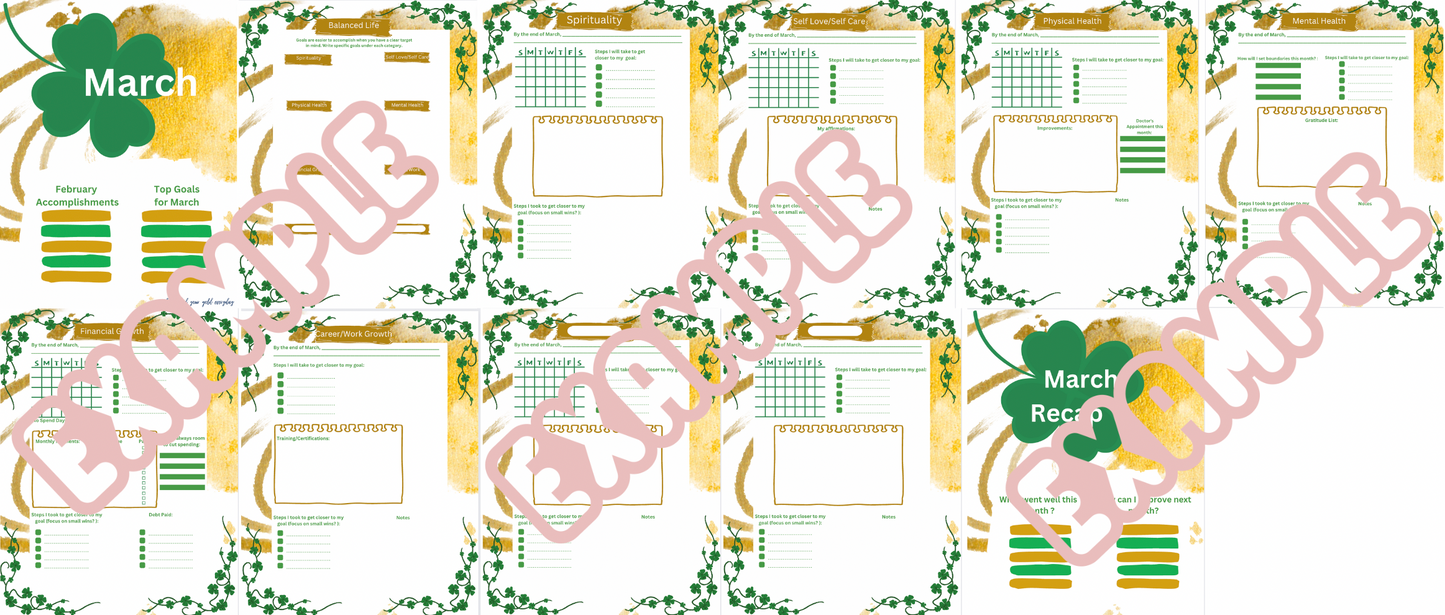 Monthly Digital Planner | St Patrick's Themed